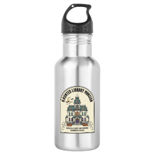 Haunted Library Salem Ghost Vintage Halloween_1 532 Ml Water Bottle