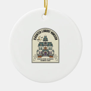 Haunted Library Salem Ghost Vintage Halloween_1 Ceramic Ornament
