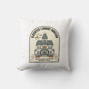 Haunted Library Salem Ghost Vintage Halloween_1 Cushion