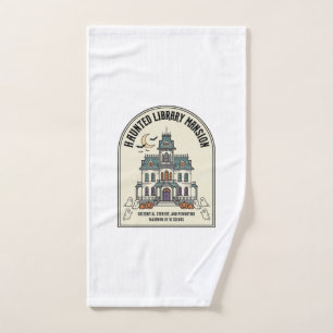 Haunted Library Salem Ghost Vintage Halloween_1 Hand Towel