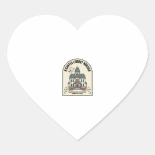 Haunted Library Salem Ghost Vintage Halloween_1 Heart Sticker