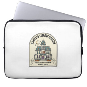 Haunted Library Salem Ghost Vintage Halloween_1 Laptop Sleeve