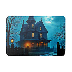 Haunted Mansion Blue Moonlight Night Design Bath Mat
