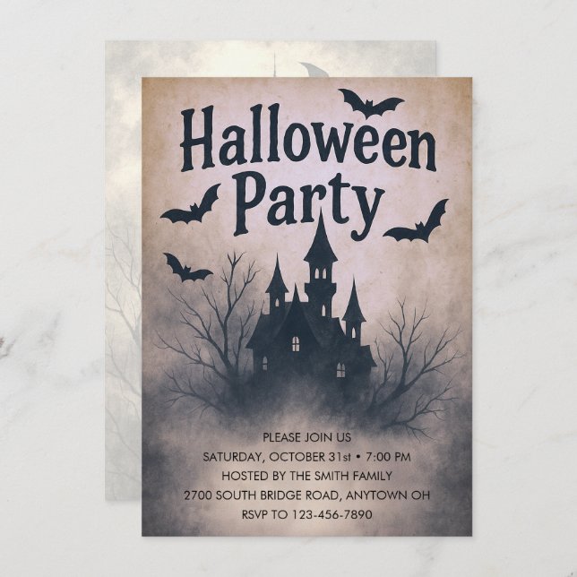 Haunted Mansion Halloween Party Invitation (Front/Back)