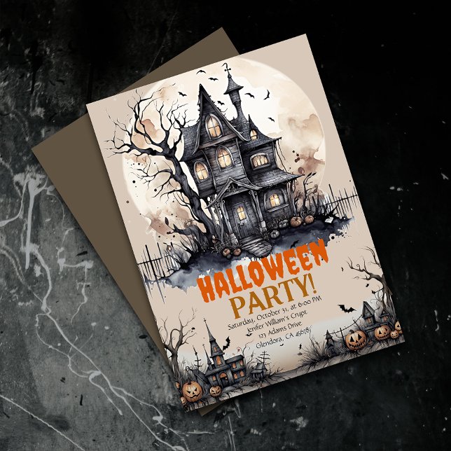 Haunted Mansion Halloween Spooky Party Invitation (Elevate your upcoming event with uniquely spooky and captivatingly designed Halloween invitations!)