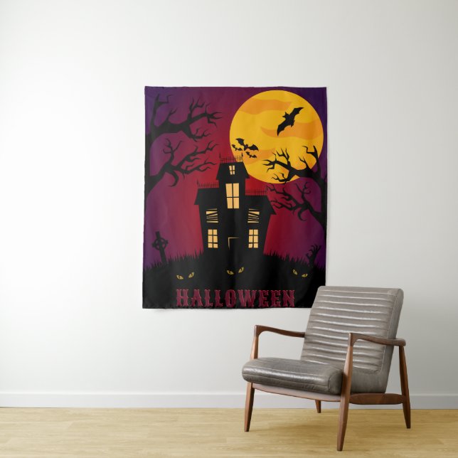Haunted Mansion Halloween Tapestry (In Situ)