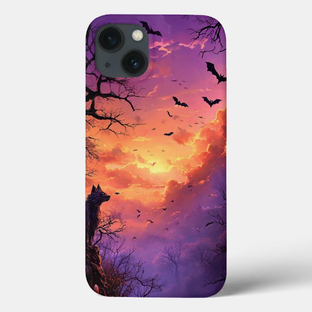 Haunted Mansion Silhouette with Bats Case-Mate iPhone Case (Back)