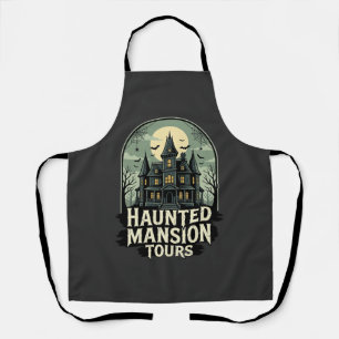 Haunted Mansion Tours Vintage Halloween Vector Apron
