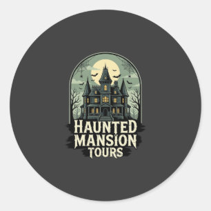 Haunted Mansion Tours Vintage Halloween Vector Classic Round Sticker