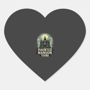 Haunted Mansion Tours Vintage Halloween Vector Heart Sticker