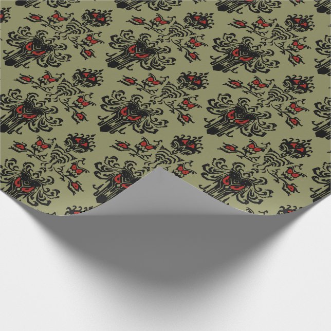 Haunted Mansion Wallpaper Christmas Design Wrapping Paper (Corner)