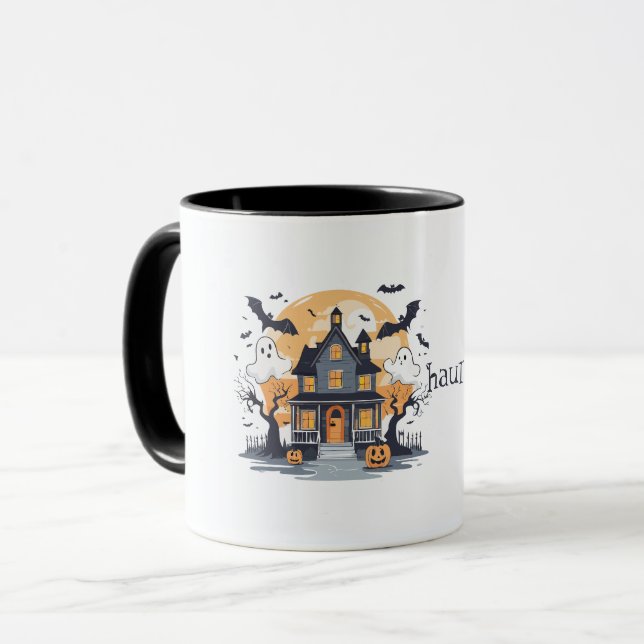 Haunted Mansion with Bats and Ghosts Mug (Front Left)