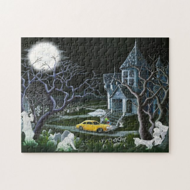 Haunted mansion with ghosts and cemetery puzzle (Horizontal)