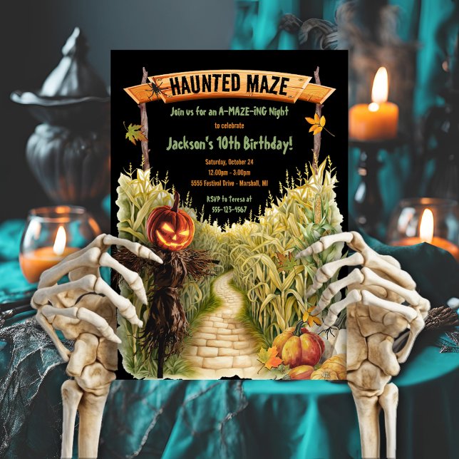 Haunted Maze Halloween Fall Birthday Party Invitation (Creator Uploaded)