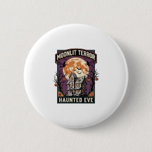 Haunted Moon Shirt Vintage Engraving Halloween Gra 6 Cm Round Badge