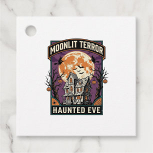 Haunted Moon Shirt Vintage Engraving Halloween Gra Favour Tags