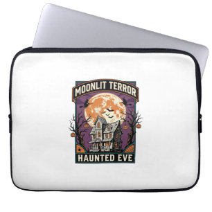 Haunted Moon Shirt Vintage Engraving Halloween Gra Laptop Sleeve