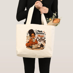 Haunted Music Coffee Halloween Canvas Tote Bag