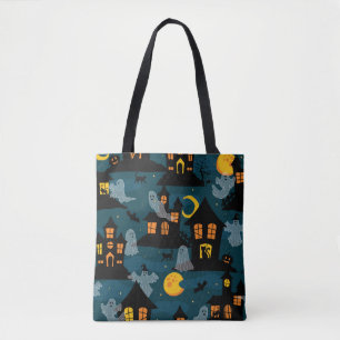 Haunted Neighbourhood Halloween vintage Seamless P Tote Bag