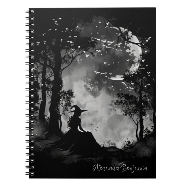 Haunted Night Halloween Witch Notebook (Front)