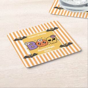 Haunted Night Party Birthday – Halloween night Square Paper Coaster
