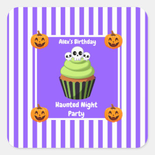 Haunted Night Party Birthday  – Halloween night Square Sticker