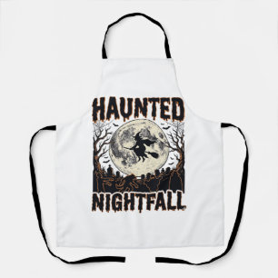 Haunted Night Shirt Vintage Engraving Halloween De Apron