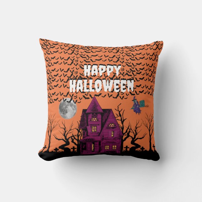 Haunted Night Throw Pillow (Front)