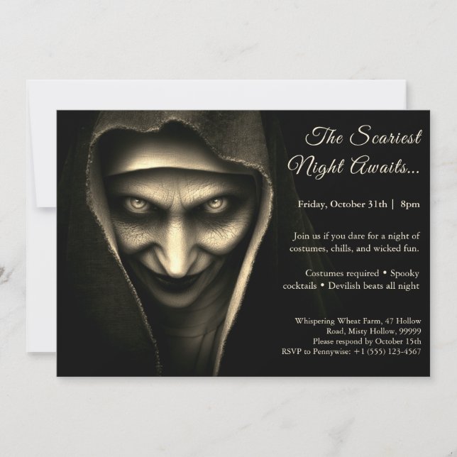 Haunted Nun | Halloween Costume Party Invitation (Front)