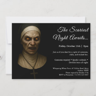 Haunted Nun   Halloween Costume Party Invitation