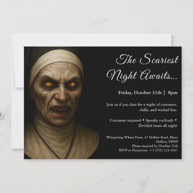 Haunted Nun | Halloween Costume Party Invitation (Front)