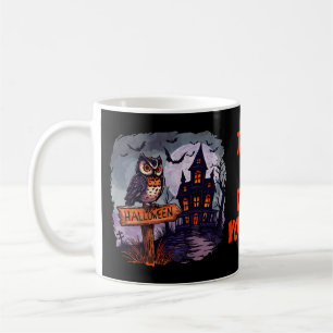 Haunted Owl and Spooky House – Gothic Halloween Coffee Mug