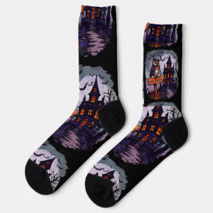 Haunted Owl and Spooky House – Gothic Halloween Ni Socks