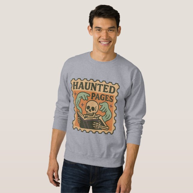 Haunted Pages Shirt – Gothic Academia Skeleton  (Front Full)