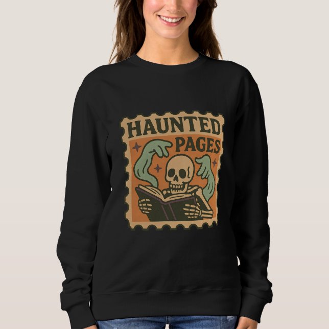 Haunted Pages Shirt – Gothic Academia Skeleton  (Front)