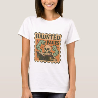 Haunted Pages T-Shirt – Gothic Academia Skeleton