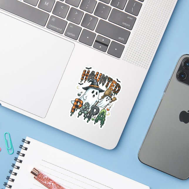 Haunted Papa Halloween Ghost Design (Laptop w/ iPhone)