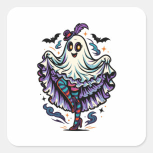 Haunted Pin-Up Ghost – Moulin Rouge Square Sticker