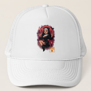 Haunted Pin-Up Nun – Spooky Halloween Trucker Hat