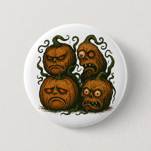 Haunted Pumpkin Faces – Creepy Halloween 6 Cm Round Badge