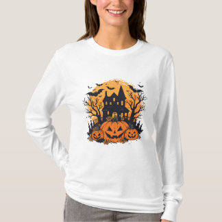 Haunted pumpkin house Halloween T-Shirt