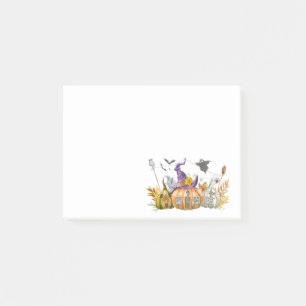 Haunted Pumpkin House with Ghost & Bats Post-it Notes