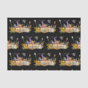 Haunted Pumpkin House with Ghost & Bats Tissue Paper