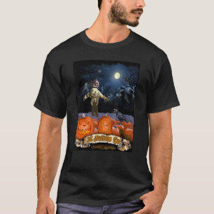 Haunted Pumpkin Patch and Evil Scarecrow On Hallow T-Shirt