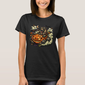 Haunted Pumpkin Race Car Pug T-Shirt