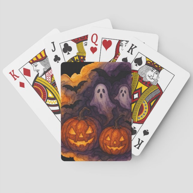 Haunted Pumpkins and Spooky Night Playing Cards (Back)