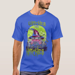 Haunted Red Truck Witches With Hitches Funny Hallo T-Shirt