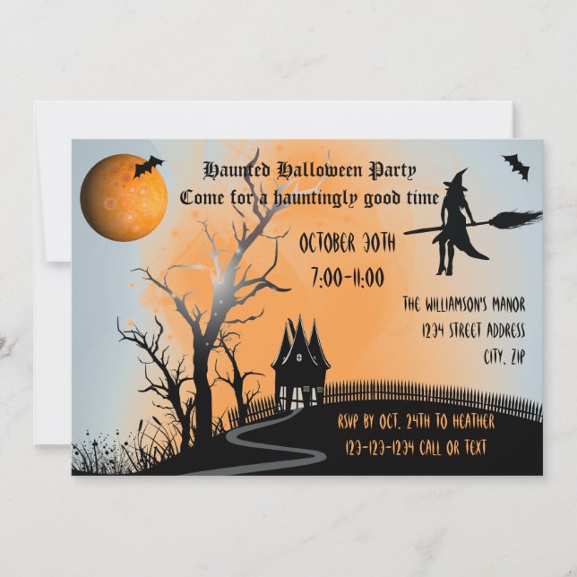 Haunted Scene - Halloween Party Invite (Front)