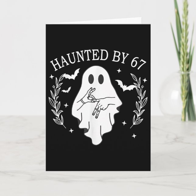 Haunted Six Seven 6 7 Meme 67 Skeleton Hand Hallow Card (Front)