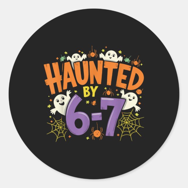 Haunted Six Seven 6 7 Meme 67 Skeleton Hand Hallow Classic Round Sticker (Front)